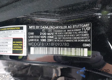 2008 Mercedes-Benz C 300 Luxury 4Matic/Sport 4Matic z USA, uszkodzony, nr VIN WDDGF81X18F093780